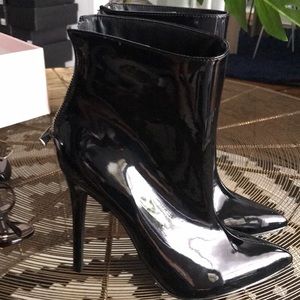 Patent leather booties